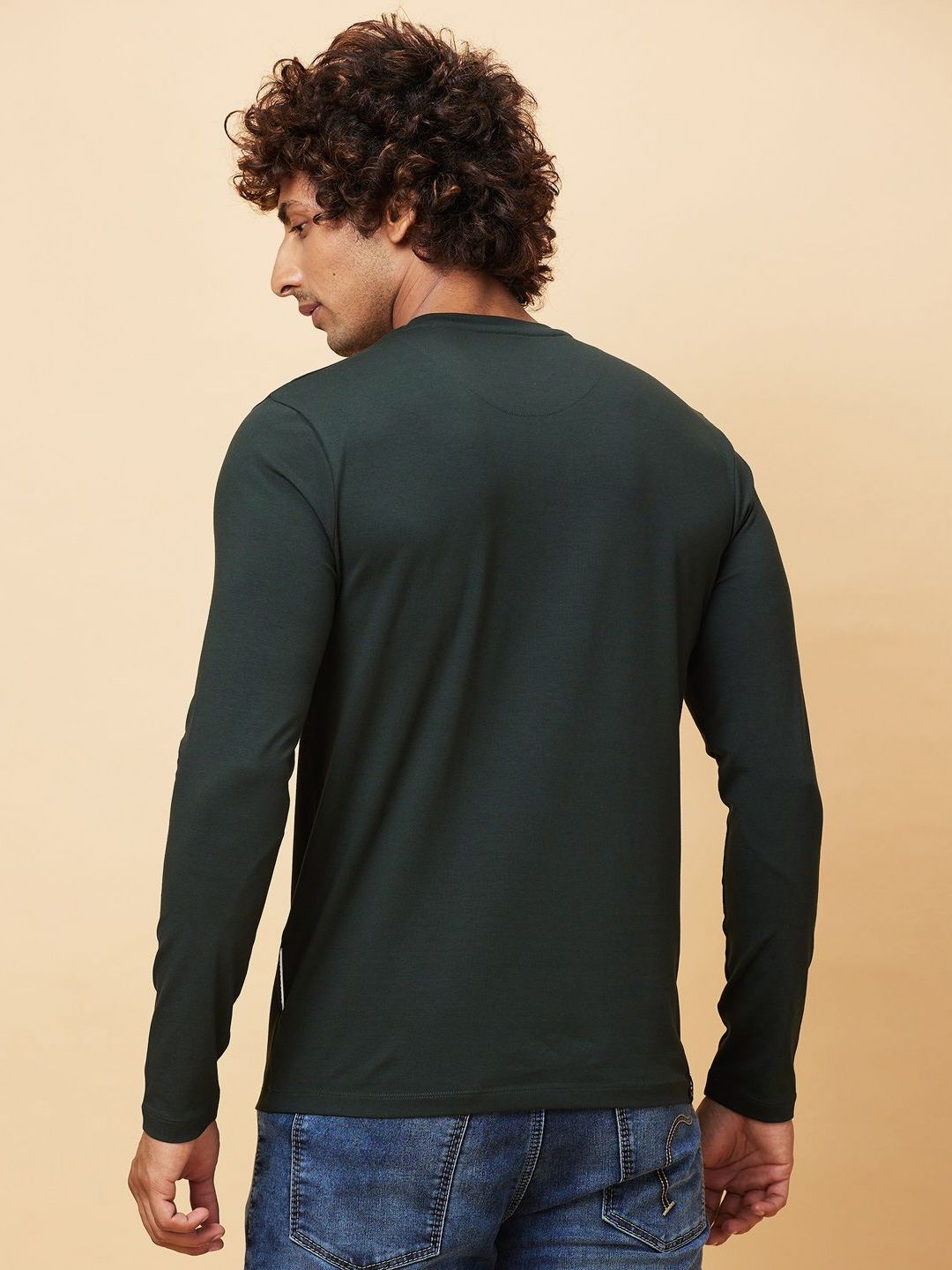 Being Human Men Printed Henley Neck Applique T-shirt