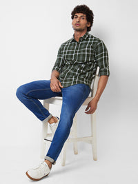 SPYKAR Spread Collar Long Sleeves Tartan Checks Cotton Casual Shirt