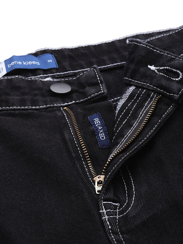 Bene Kleed Men Mid-Rise Relaxed Fit Cargo Jeans with Contrast Stitch