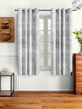 Cortina Set Of 2 White & Grey Velvet Room Darkening Window Curtain