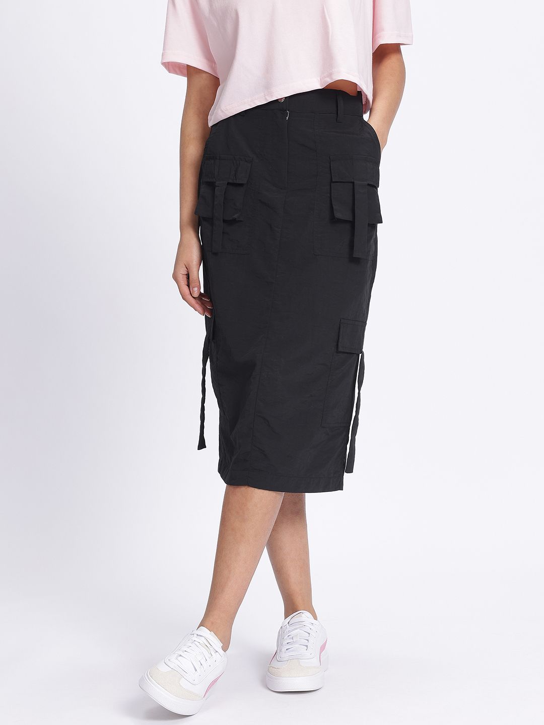 DressBerry Utility Chic Cargo Style Midi Straight Skirt
