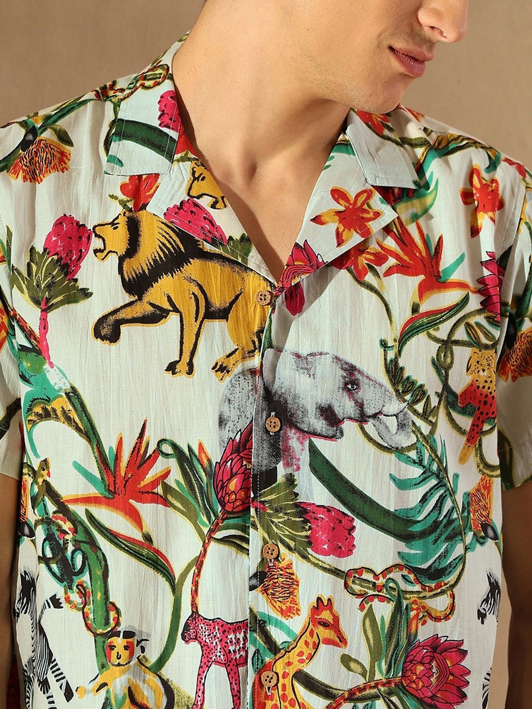 DENNISON Tropical Printed Lightweight Oversized Casual Shirt