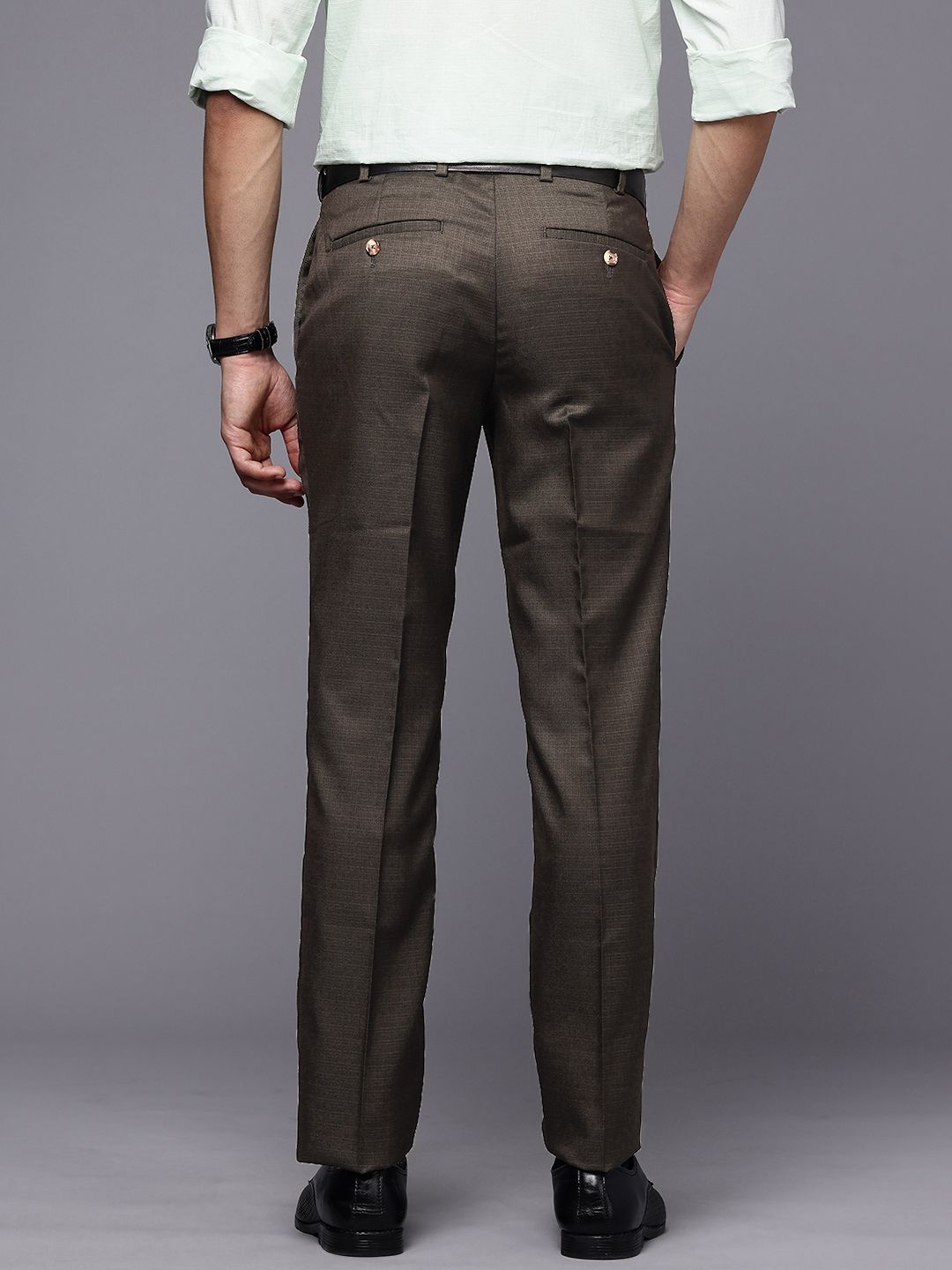 Raymond Men Checked Slim Fit Formal Trousers