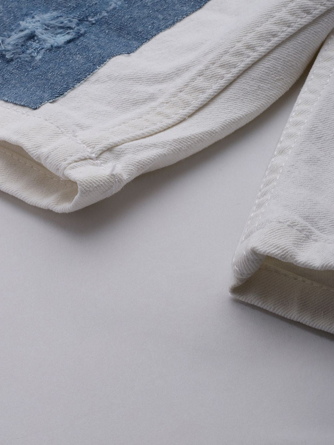 The Indian Garage Co Men White Slim Fit Denim Shorts