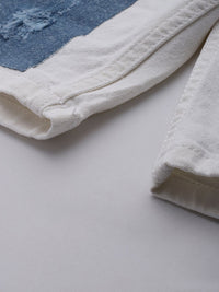 The Indian Garage Co Men White Slim Fit Denim Shorts