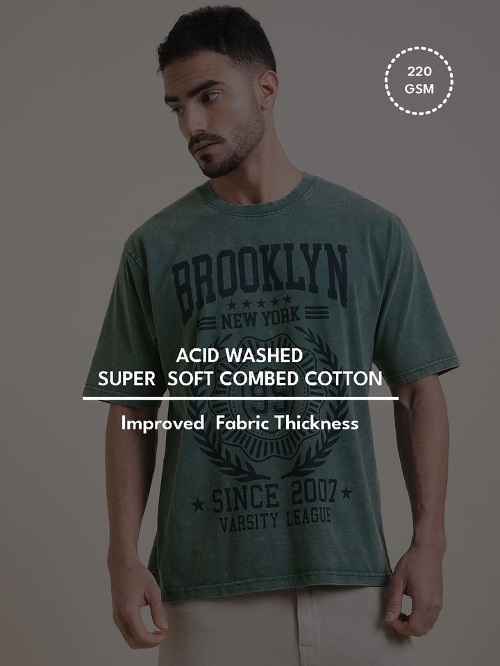 DILLINGER Men Oversized Short Sleeve Acid Washed Printed Tshirt