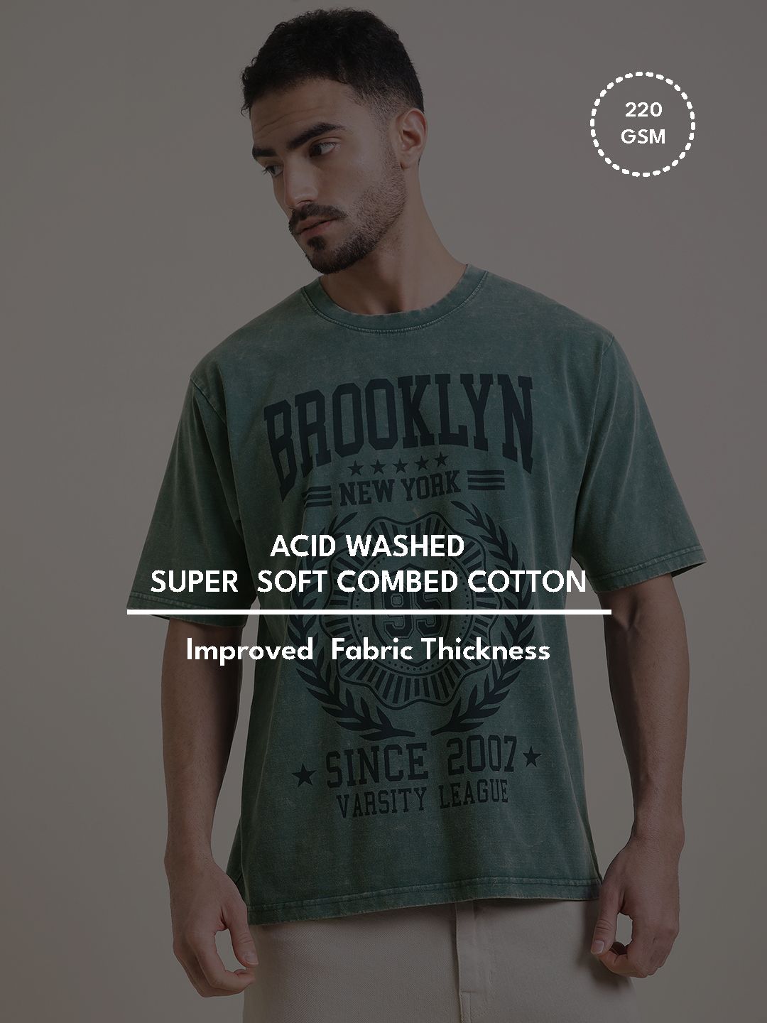 DILLINGER Men Oversized Short Sleeve Acid Washed Printed Tshirt