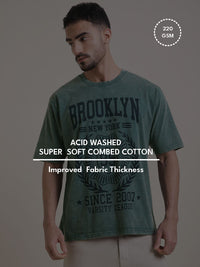 DILLINGER Men Oversized Short Sleeve Acid Washed Printed Tshirt
