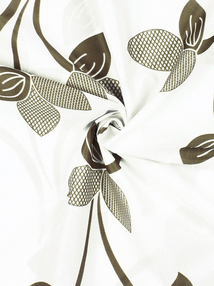 Story@home Nature Grey & White 2 Pieces Floral Printed Window Curtains