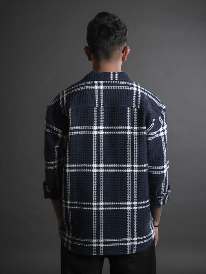 Powerlook Blue India Slim Oversized Tartan Checked Casual Shirt