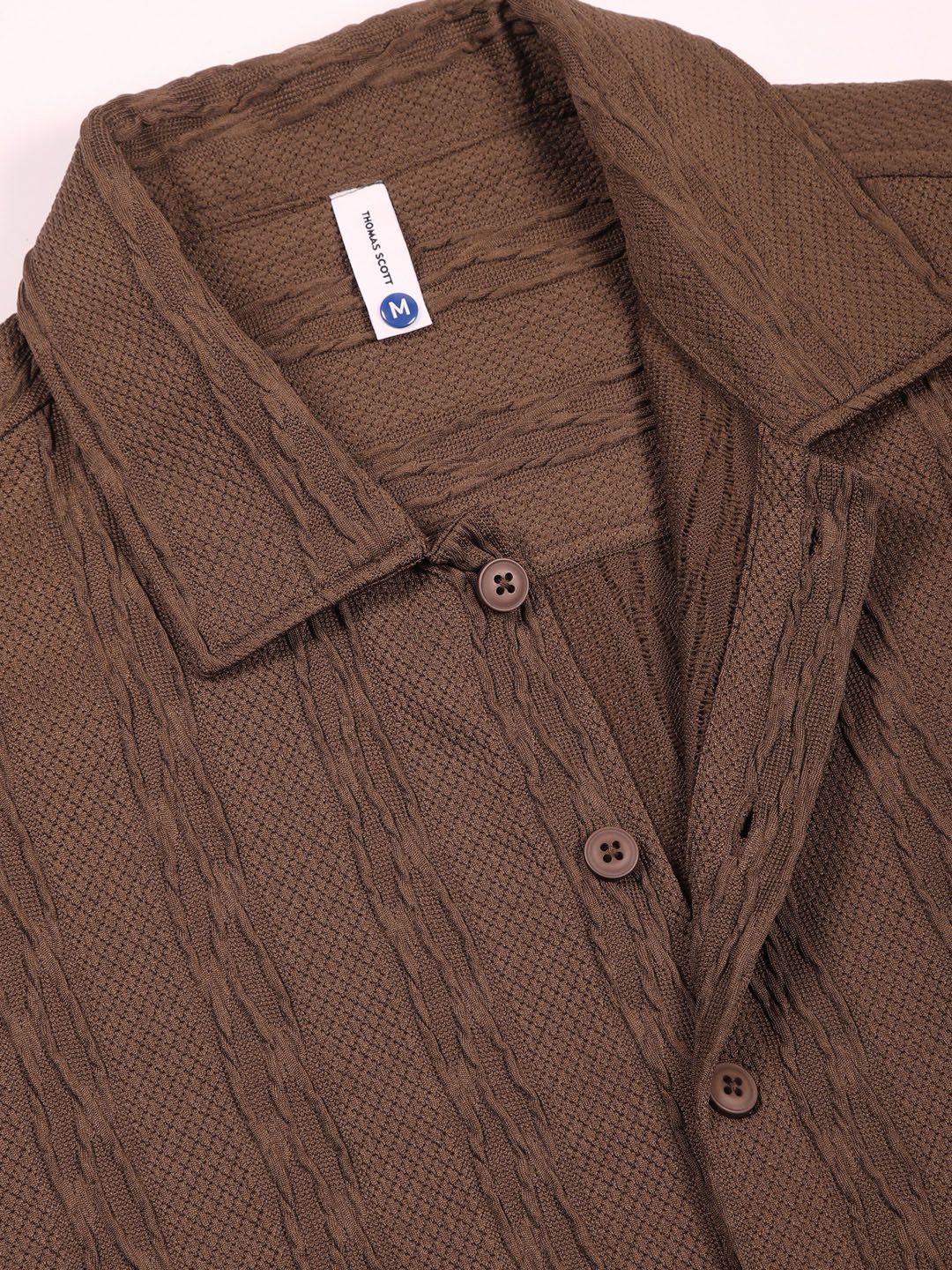 Thomas Scott Men Smart Fit Cutaway Collar Textured Casual Shirt