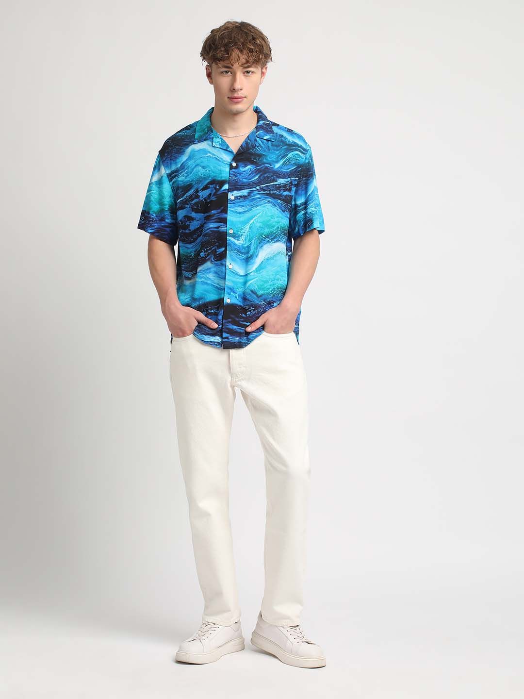 THE BEAR HOUSE Slim Fit Abstract Printed Casual Shirt