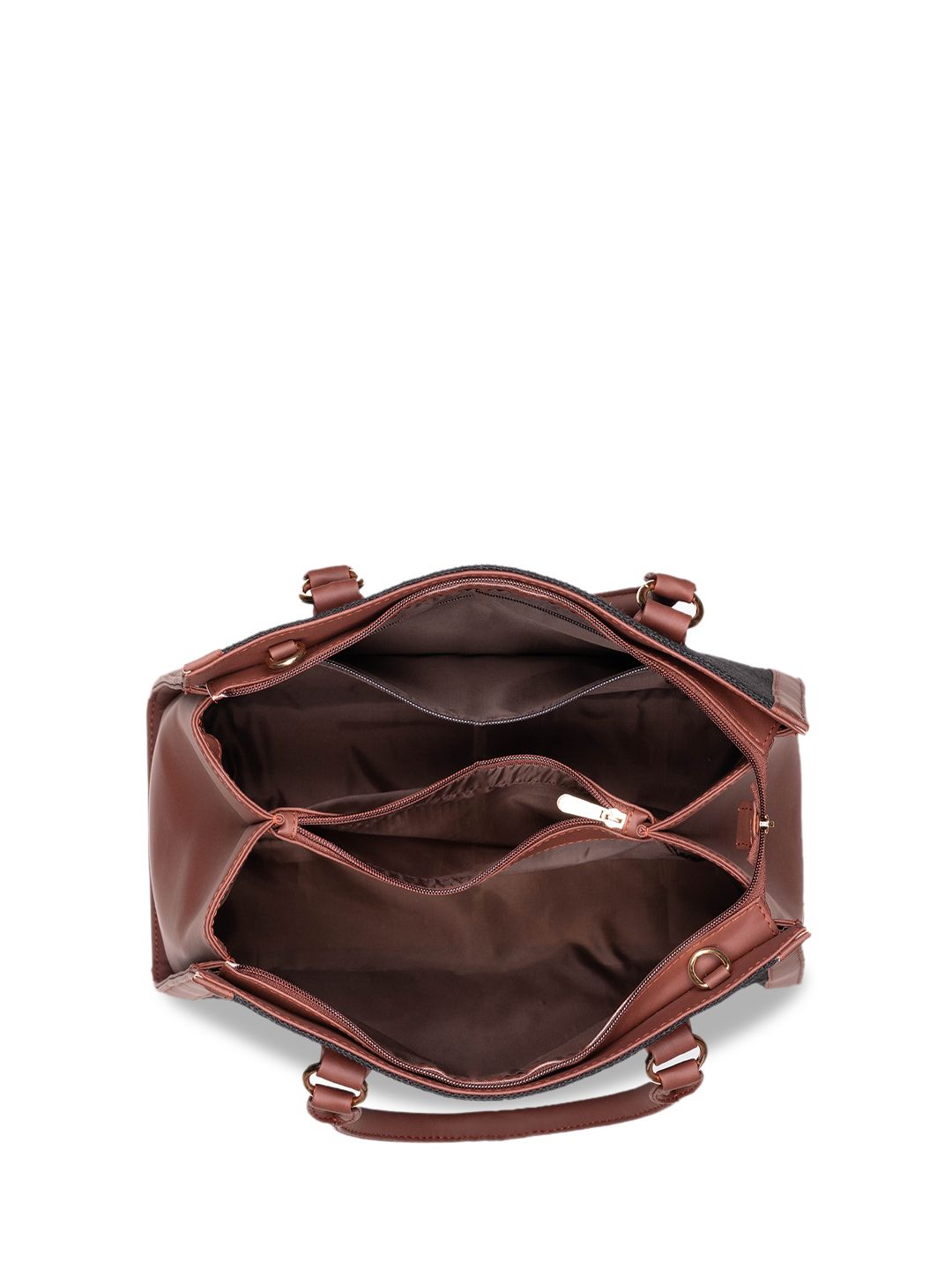 ZOUK Ethnic Motifs Printed Structured Jute Handheld Bag
