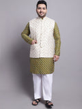 Kurta Kerja Benang Sulam SOJANYA PLUS Dengan Piyama & Jaket Nehru Bersulam