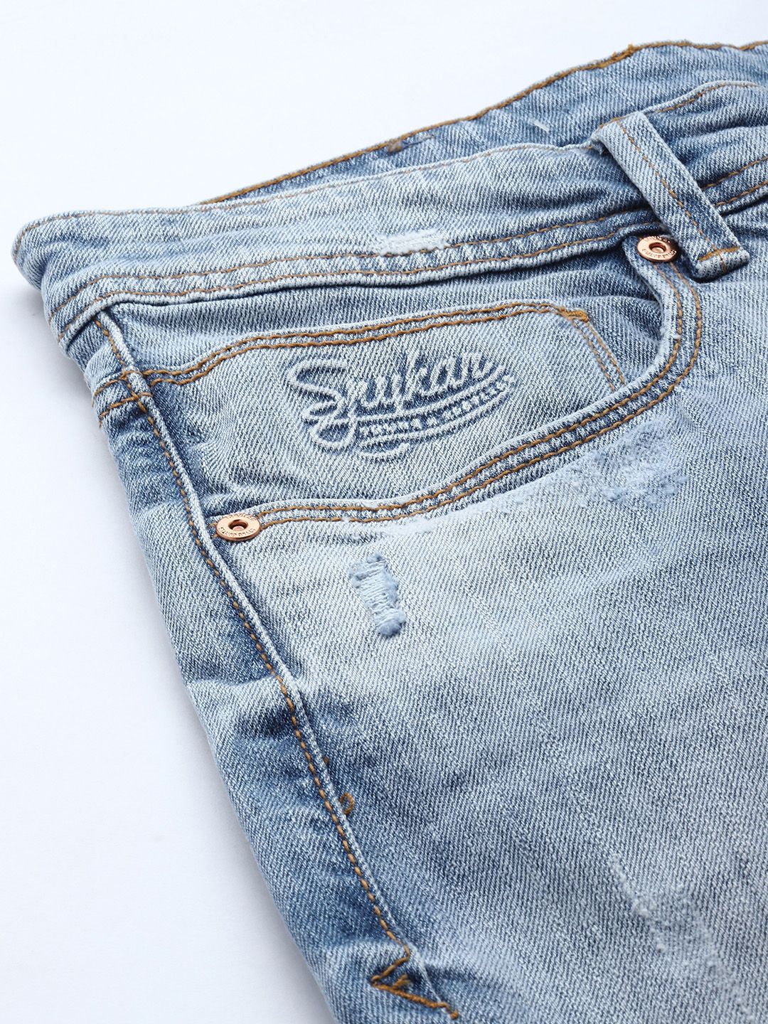 SPYKAR Men Ricardo Comfort Fit Mid-Rise Highly Distressed Heavy Fade Stretchable Jeans