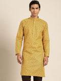 SOJANYA Lelaki Motif Etnik Kerajang Printed Cotton Linen Kurta