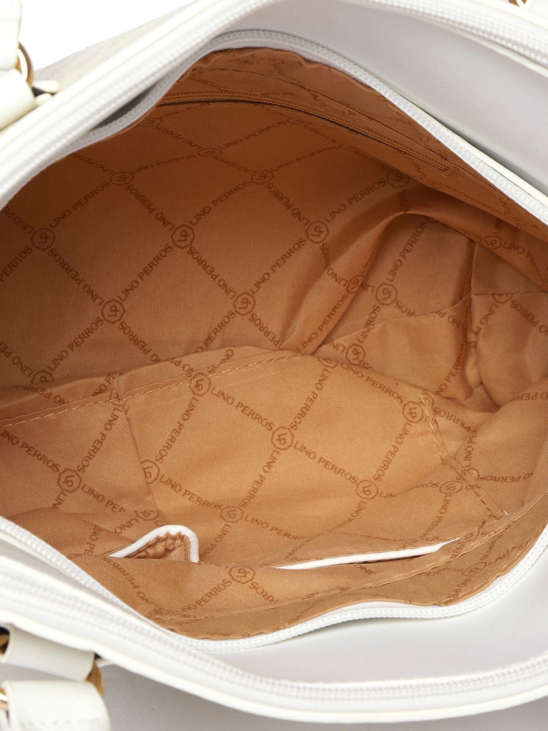 Lino Perros Off-White & Beige Printed Handheld Bag