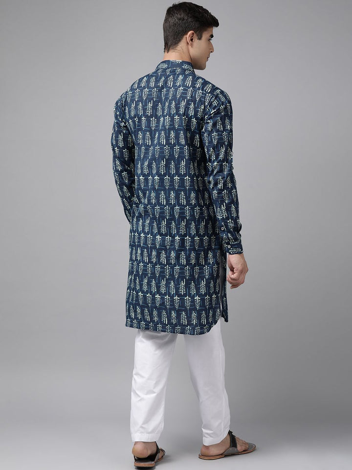See Designs Ethnic Motifs Printed Shirt Collar Pathani Pure Cotton Kurta