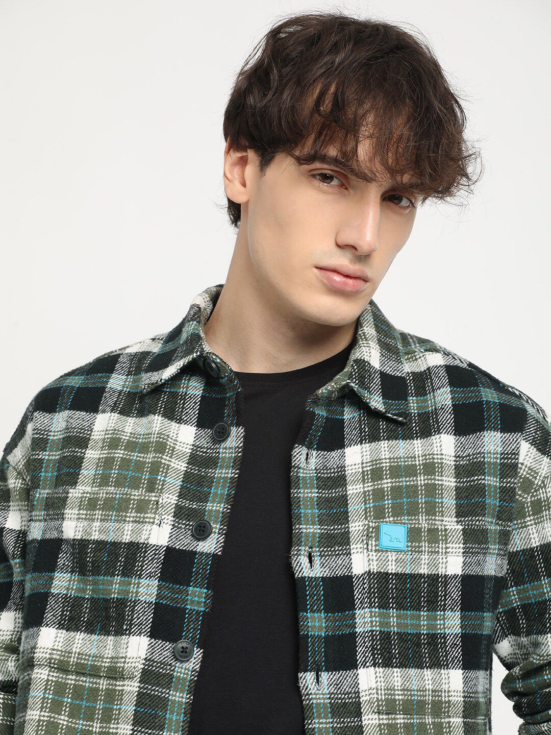 THE BEAR HOUSE Men Checkered Relaxed Fit Shacket