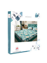 Myntra Elegant Homes Turquoise Blue Floral 400 TC Cadar dengan 2 Sarung Bantal