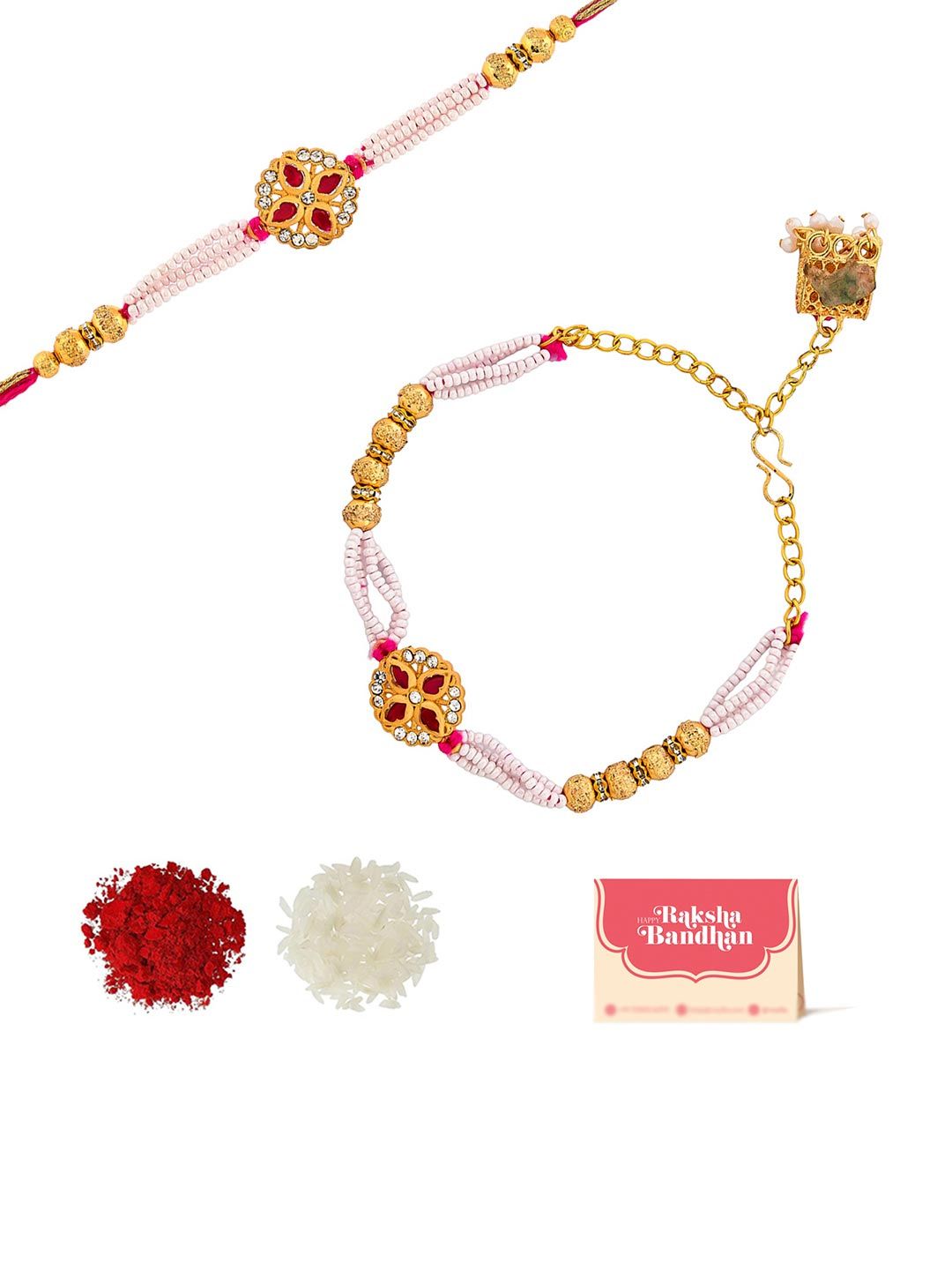 Voylla Set of 2 Pearls Detail Bhaiya-Bhabhi Rakhis