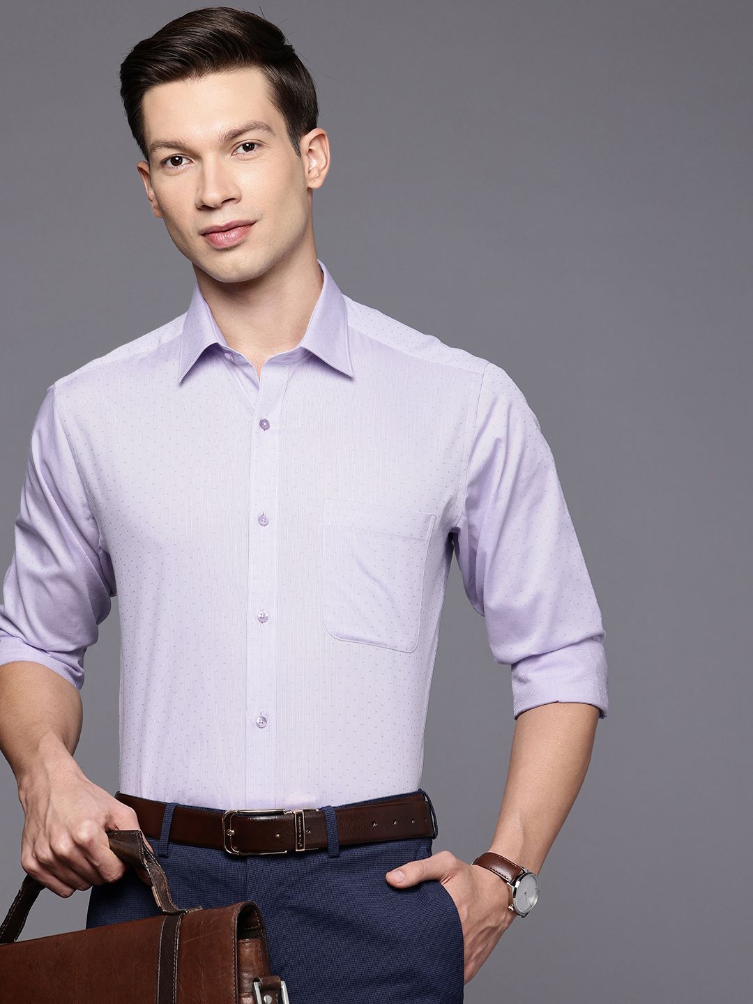 Raymond Slim Fit Textured Pure Cotton Formal Shirt