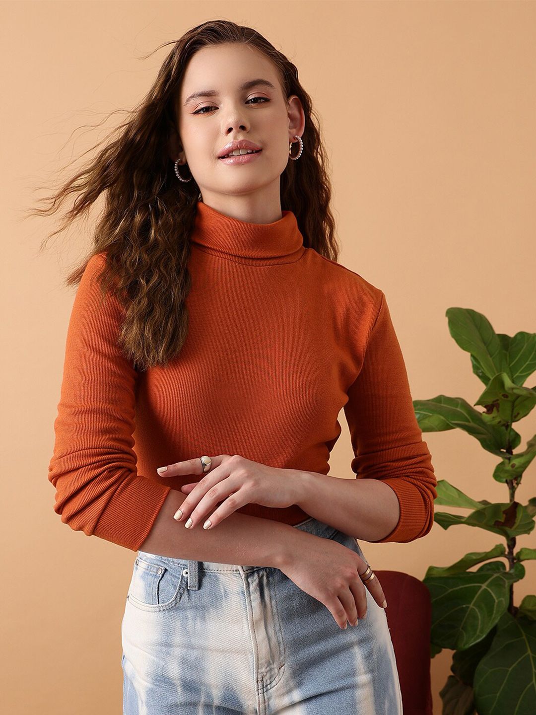 STREET 9 Turtle Neck Pure Cotton Fitted Top