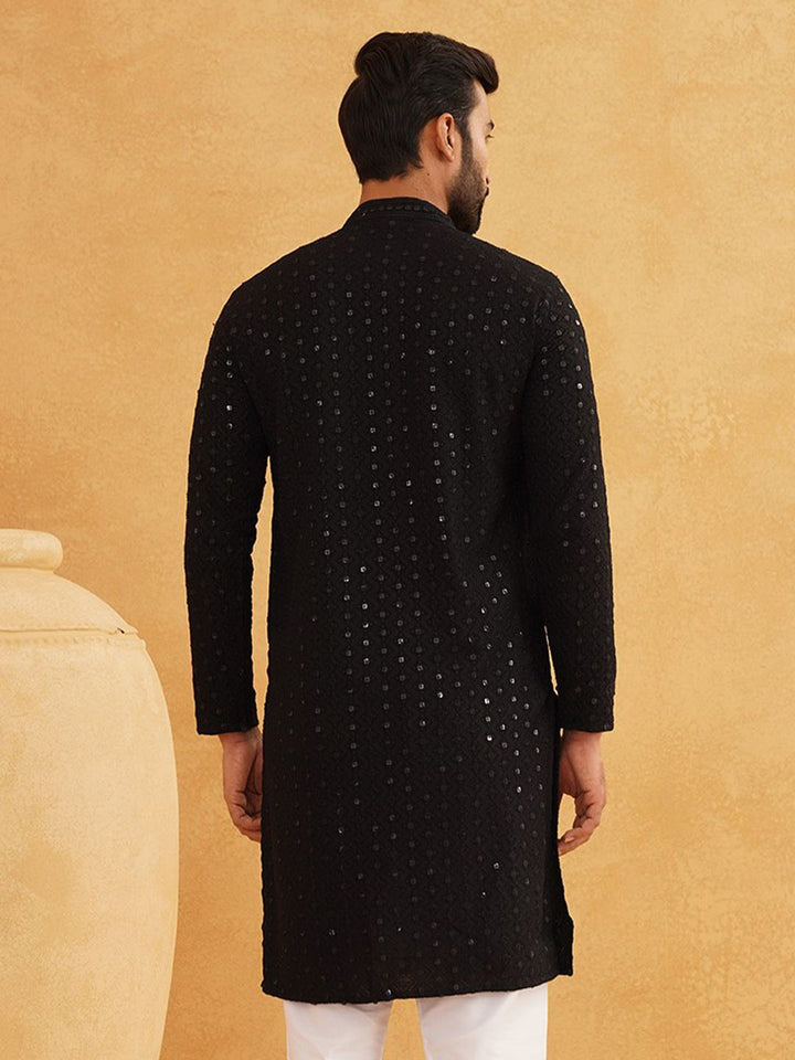 SOJANYA Geometric Embroidered Sequinned Pure Cotton Kurta