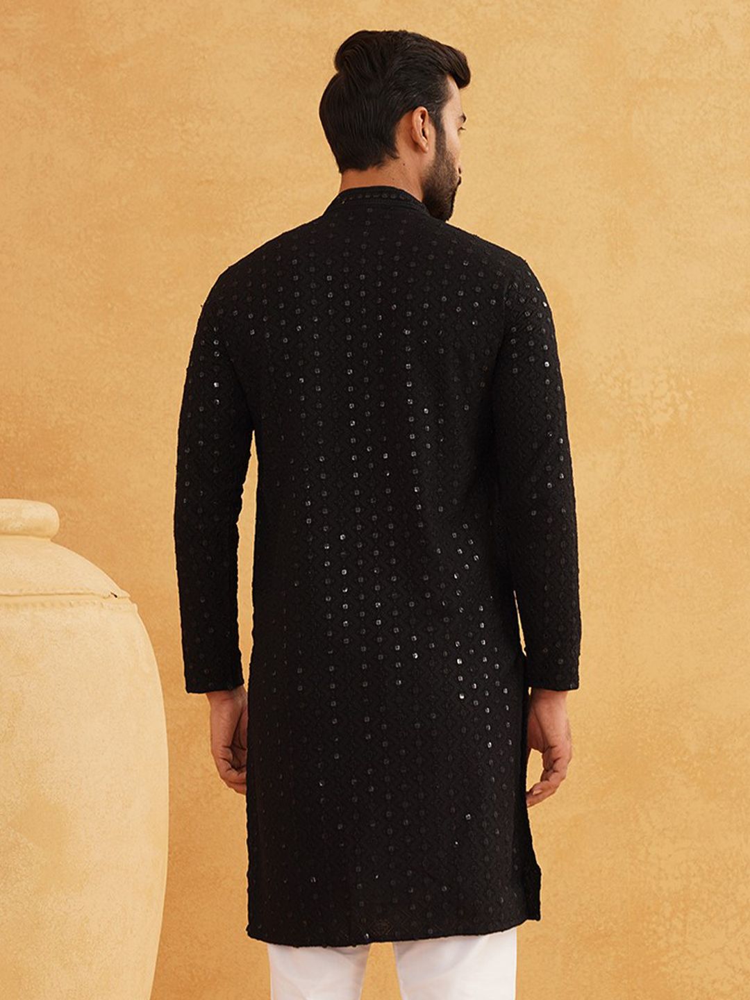 SOJANYA Geometric Embroidered Sequinned Pure Cotton Kurta