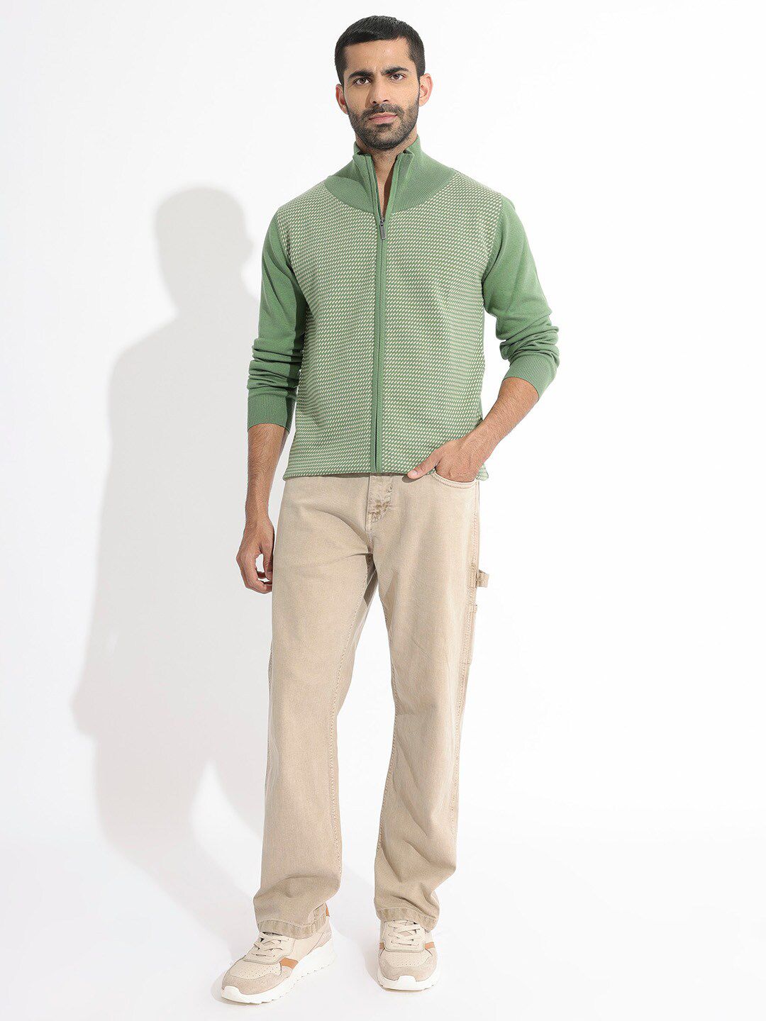 RARE RABBIT Men Heritage Solid Turtle Neck Cardigan