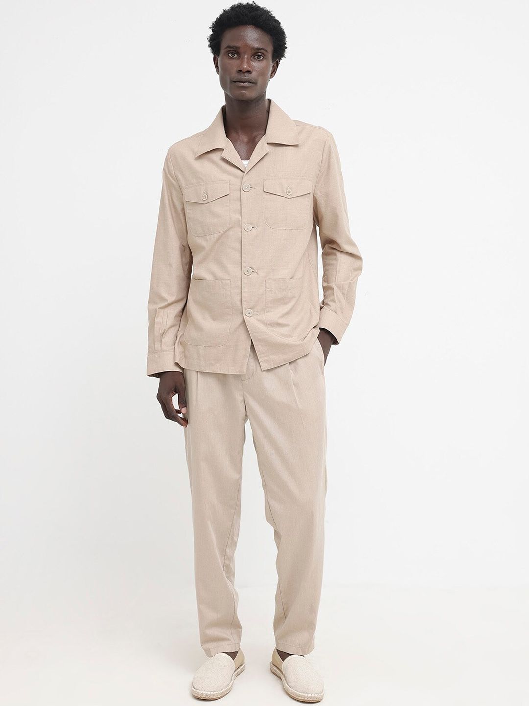RARE RABBIT Men Echos Spread Collar Long Sleeves Shackets