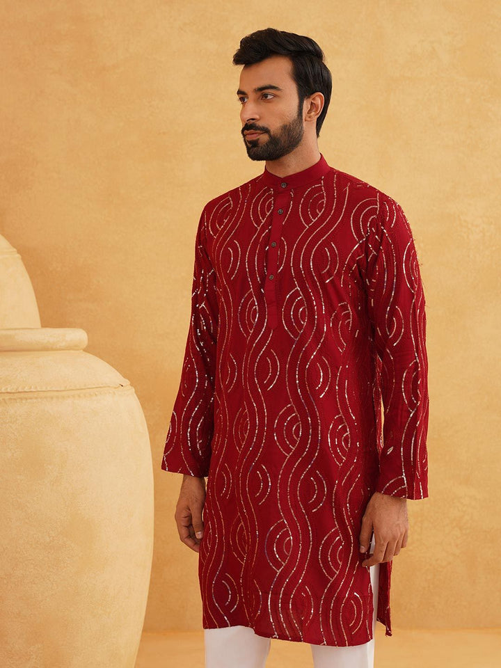 SOJANYA Quirky Embroidered Sequinned Cotton Kurta