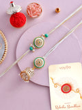 Voylla Set of 2 Pearls And Kundan Details Bhaiya Bhabhi Rakhi