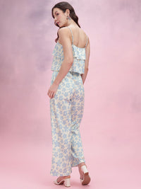 DressBerry Printed Ruffle Detail Sleeveless Top With Trousers Co-Ord Set