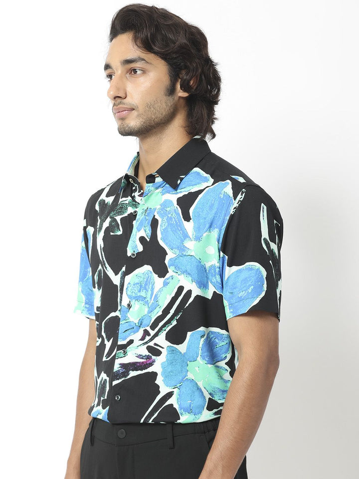 RARE RABBIT Men Agata Slim Fit Printed  Cotton Shirt