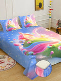 Myntra Elegant Homes Blue Cartoon Characters 400 TC King Bedsheet with 2 Pillow Covers