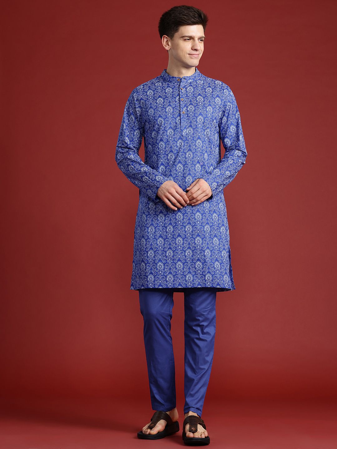 Anouk Ethnic Motifs Printed Pure Cotton Kurta with Trousers