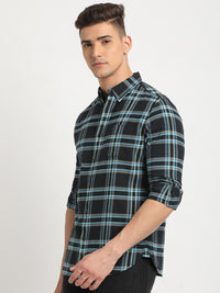 THE BEAR HOUSE Button-Down Collar Tartan Checks Long Sleeves Slim Fit Cotton Casual Shirt