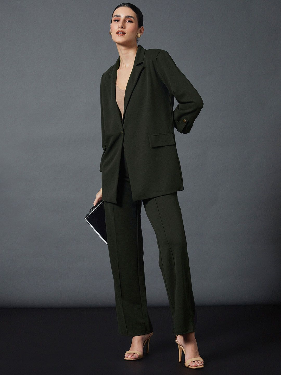 SASSAFRAS worklyf Straight Fit High Rise Plain Strechable Parallel Trousers