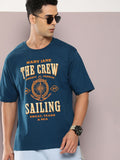 DILLINGER Men Typography Printed Oversized Drop-Shoulder Sleeves Pure Cotton T-shirt