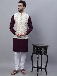 SOJANYA Embroidered Pure Cotton Kurta with Pyjamas & Narhu Jacket