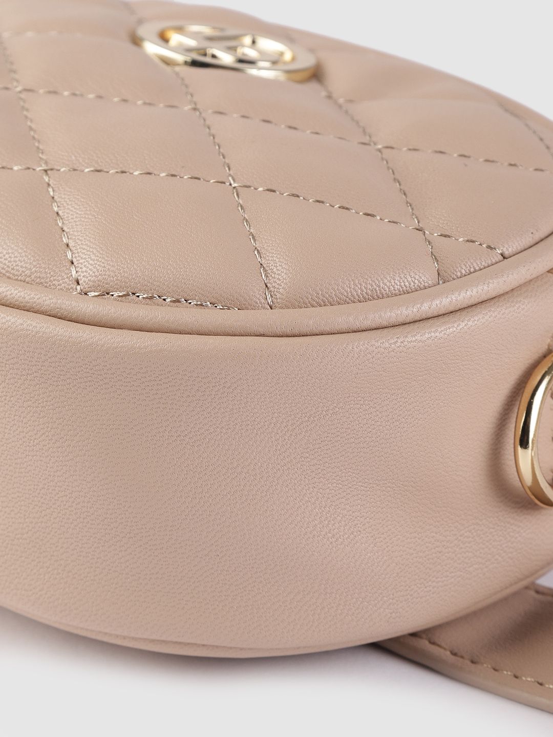 Lino Perros Beige Quilted Sling Bag cum Waist Pouch