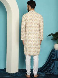 SOJANYA Geometric Embroidered Pure Cotton Kurta With Churidar