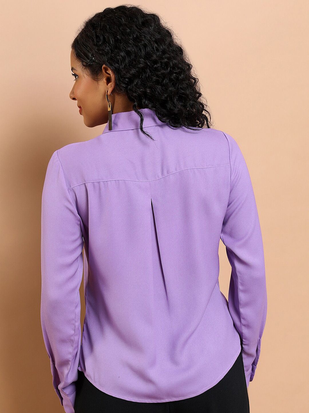 CHIC BY TOKYO TALKIES Purple Spread Collar Formal Shirt