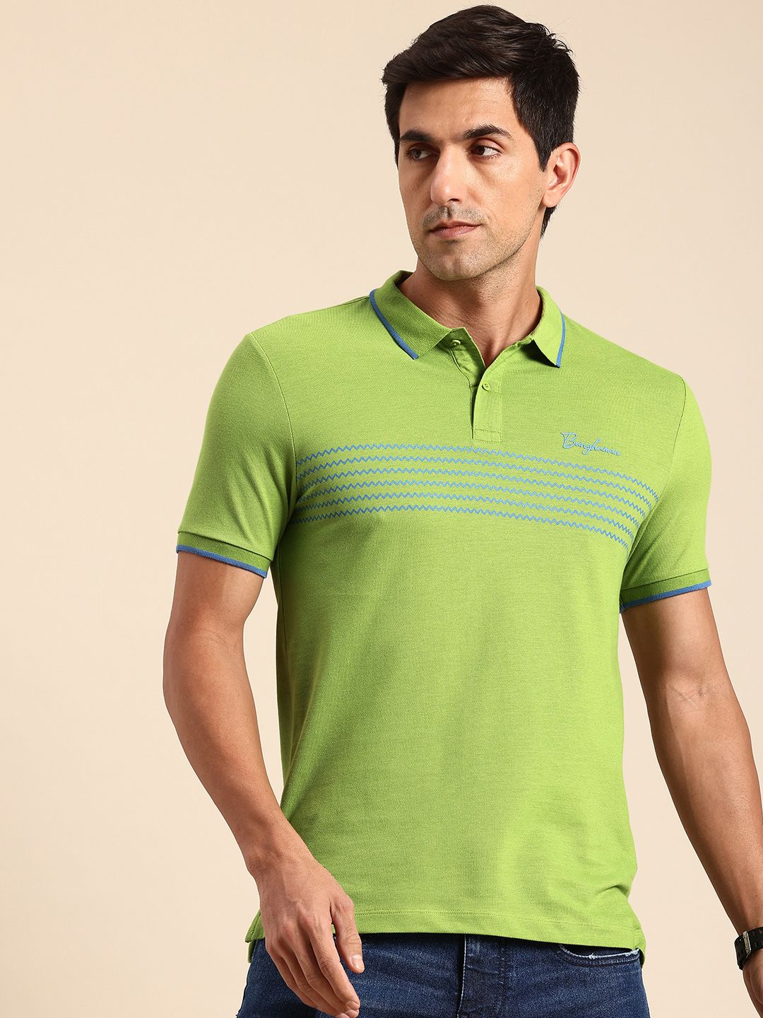 Being Human Geometric Printed Polo Collar Pure Cotton T-shirt