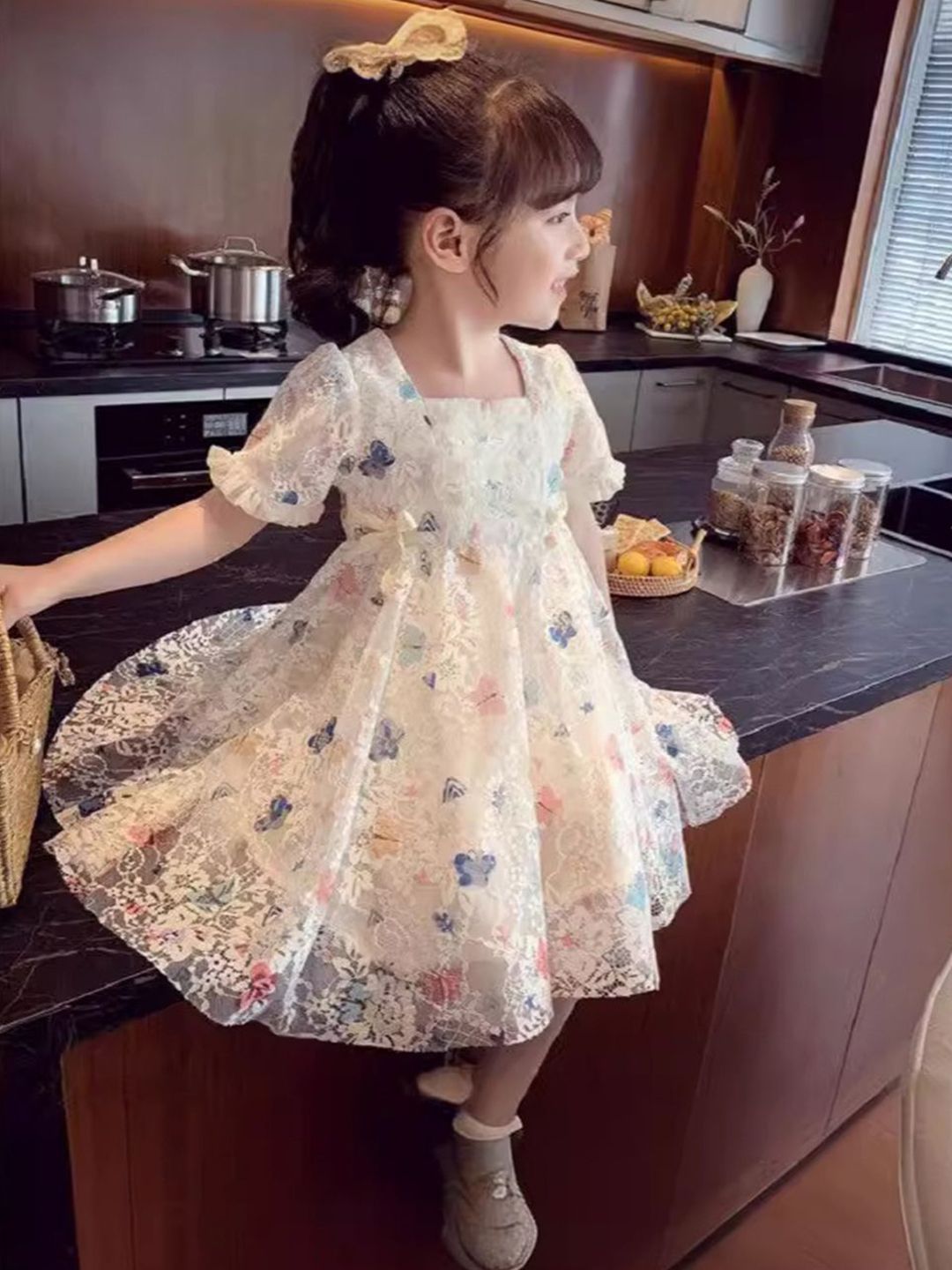 YK Floral Print A-Line Dress