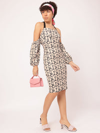 DressBerry Digital Dreams Printed Backless Bodycon Dress
