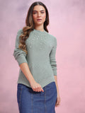 DressBerry Knitted Acrylic Pullover with Pearl Embellished