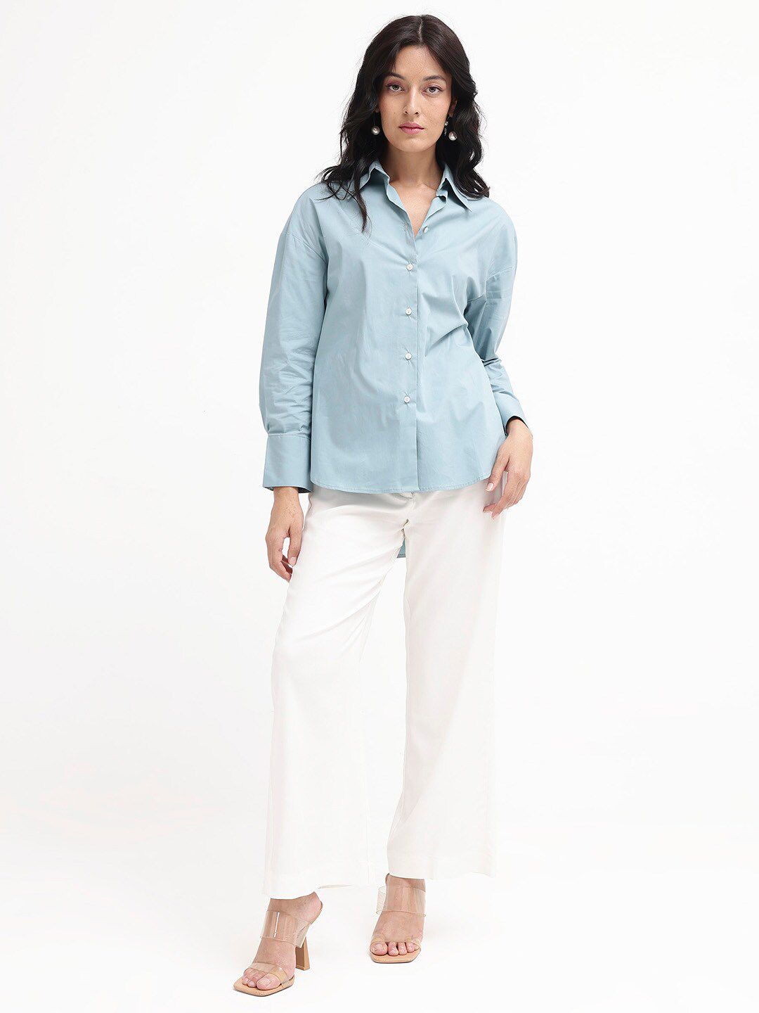 RAREISM Comfort Spread Collar Boxy Opaque Cotton Formal Shirt