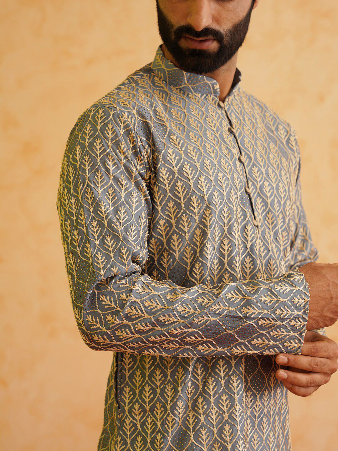 SOJANYA Ethnic Motifs Embroidered Thread Work Detailed Pure Cotton Kurta With Pyjamas